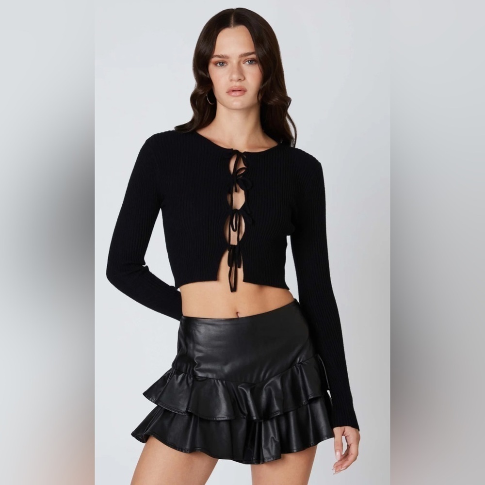 Cotton Candy LA Black Ruffle Skater Mini Skirt Built in Shorts Size M